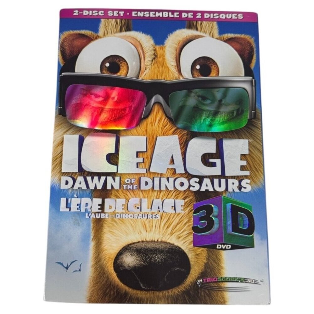 Ice Age: Dawn of the Dinosaurs 3D (DVD, 2-Disc Set, 2010) unopened glasses